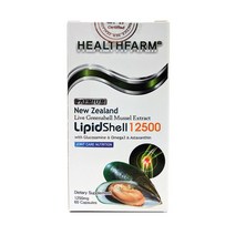 Healthfarm 헬스팜 프리미엄 뉴질랜드 초록입홍합 12500 60정 Green Mussel Lipid Shell, 1개