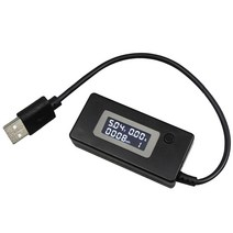 LCD 미니 USB 테스터 전압 전류 미터 모바일 전원 충전기 용량 검출기 모니터, 부하없이, 검정