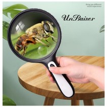 121307 돋보기 확대경 독일 장인 정신 60 휴대용 30 배 고배율 노인 독서 고화질 LED 조명 대형 거울 1000 과학 신문 휴대폰 확대경, 4개의 볼 타입