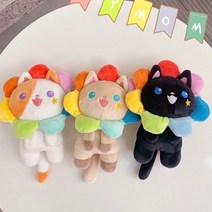 해바라기 모자 쓴 귀여운 고양이 인형 키링 가방고리, 밤색고양이