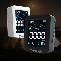 캠핑용 일산화탄소 경보기 측정기 감지기 차박 난방 안전 난로 팬히터 가스 CO Carbon Monoxide Detector USB충전 밝기조절 온습도 시간표시 강력경보음 LCD화면, 블랙