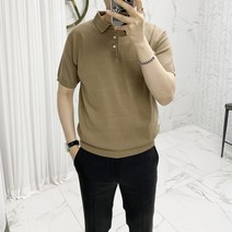 아도르클래식 버튼 카라 니트 반팔티