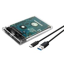 TypeC USB 3.1SATA 컴퓨터 외장 하드 드라이브 디스크 HDD 인클로저2.5인치 9.5mm 두께 솔리드 스테이트 SSD 박스 툴프리 투명 CASE UASP/Max 5TB