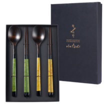 아이하시 짝사랑 핸드메이드 한지수저세트 수제 옻칠 수저세트, 갈색, 와인