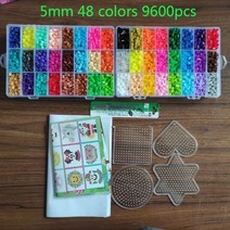 7248 색상 상자 세트 하마 비즈 장난감 2.65mm perler 교육 키즈 3D 퍼즐 diy 완구 퓨즈 pegboard 시트 다림질 용지, 9600PCS 2