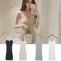 마롱패션 골지 민 소매 끈 원피스 면 미니
