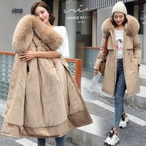 겨울 자켓 2022 새로운 여성 파카 옷 롱 코트 울 라이너 후드 자켓 모피 칼라 두꺼운 따뜻한 스노우웨어 패딩 파카 6xl