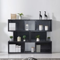 블랑누보 거실 낮은 책장 북케이스 맞춤책장 작은 DIY 디자인 지그재그 3단 미니 책장 수납장, 블랙(3단우측형(D2))