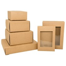 6Pcs 크 래 프 트 종이 쿠키 사탕 상자 PVC 창 결혼식 크리스마스 선물 포장 장식 생일 파티 용품, 01 brown_04 12.5x8.5x1.5cm