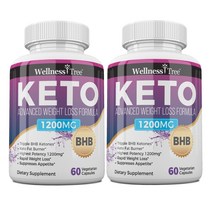 USKORNET 여성 남성을 위한 케토 다이어트 1200mg 케토시스 에너지 활용 집중력 증진 식욕 관리 신진대사 지원 케토 BHB 60캡슐, 케토-2병, 60정