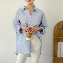 퍼니걸스 9955 박시핏 스트라이프 셔츠 남방 여성의류