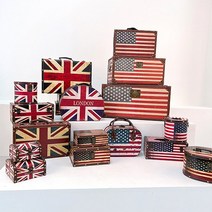 [왓위셀] 빈티지 트렁크 가방 박스 소품 성조기 영국 앤틱 매장인테리어, 06. 영국기트렁크(대)