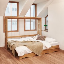 리센트 로렌스 폴딩 기본형 퀸침대(가로), 핑크워시, /매트리스포함