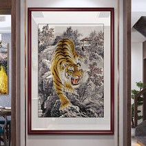 아트미니 맹호하산 맹호도 호랑이 백두산 한국 소나무 정자 대형 보석십자수, A2434, 110x180cm