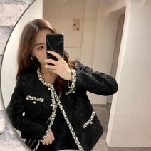 여성 트위드 숏 자켓 야상 재킷 여자 봄 가을 코트 아우터 빅사이즈 20대 30대 40대 예쁜 코디 모직 탑