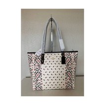 NEW COACH BUTTERFLY BANDANA CITY ZIP TOTE BAG F59329 CHALK WHITE MULTI