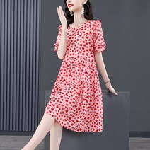 리조트룩 해외여행여름옷 마린룩 여성용 꽃 자연 실크 반팔 미디 드레스 여름 해변 스타일 리조트 패션