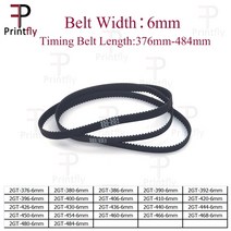 Printfly 2gtgt2 타이밍 벨트 376 380 386 390 392 396 400 406 410 420 426 430 436 440 444 450 454 460 466 4, 2gt-454, 벨트 폭 6mm 1pcs