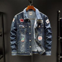 오토바이바람막이 오토바이자켓 데님 패션 편안한 재킷 남성용 큰, 01 Dark Blue