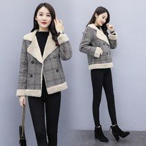 여성용 겨울 인조 무스탕 코트 LNW1906