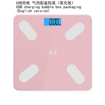 USB 충전 저울 블루투스 바닥 체지방 욕실 규모 스마트 전자 무게 균형 바디 구성 분석기, 02 분홍색, 한개옵션1
