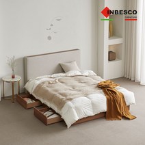 인베스코 브릭 LED 서랍형 침대 SS_온슬립 I템퍼유로탑 매트리스, 베이지