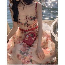 DarjinQD 레드 장미꽃 나시 원피스