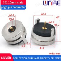 Pogopin 자기 좌석 남성 여성 봄 2pin 커넥터 마이크로 usb type-c 플러그 ios 안 드 로이드 휴대 전화에, 08 C01-10mm-male_01 1 pcs