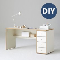 한샘 샘 책상 150cm 하부서랍형 DIY, 색상:좌형/크림화이트/크림화이트(A)