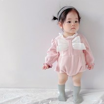 [당일발송] 아기 바디슈트 원피스 신생아 봄 가을 드레스 긴팔 수트 샤샤 리본 베이비 룸퍼