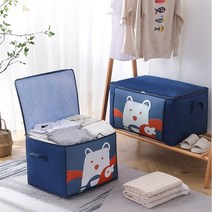 슈가제니 캐릭터 이불 의류 정리 손잡이 보관함, 네이비 곰 2개 셋트(중+대)