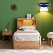 잉글랜더 아틀리에 미니싱글 LED 원목 시크릿 수납형 침대(삼중직 9존 65T 필로우탑 독립매트-MS), 내츄럴원목