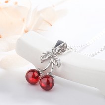 여자은목걸이 S925순은 레드석류 스톤 체리 팬던트 내추럴 스윗귀여운 목걸이 선물여자친구 선물