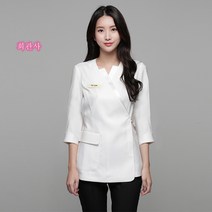 피부과 피부관리실 성형외과 에스테틱 여름 반팔 상담복 안내데스크 병원 프 Esyuse 증정, A.화이트 반소매+블랙 팬츠, S