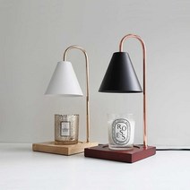 미니캔들워머 구스크릭 라지자 향초 할로겐 전기, 화이트 + 솔리드 오크