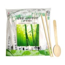 일회용 나무 대나무수저세트 50개입 주방용품 식기 수저