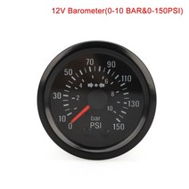 터보부스트 VDO-오일 프레스 게이지 Psi 바 수온 전압계 볼트 기압계 센서 미포함 2 인치, 12V 기압계