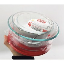 파이렉스 유리밀폐용기 반찬통 원형 레드 3개세트, 10세트, 유리볼3p+뚜껑3p