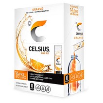 CELSIUS On-the-Go Powder Stick Zero Sugar Orange 2.6 Oz (１4 Sticks per Pack), 1