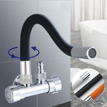 자유 회전 수도꼭지 연장 호스 3종 색상 연결 조절 관절 형 욕실 청소 애견 샤워, 30cm(블랙)