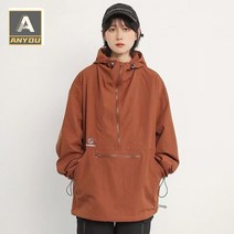 ANYOU빈티지 후드 점퍼 남녀 루즈핏 봄 가을 트렌드 바람막이 ins잇템 집업 아노락