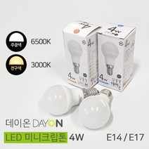 데이온 LED미니크립톤 4W E14 E17 G35 6500K주광 3000K전구, 1개, 데이온led미니크립톤E17-주광색