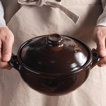 국산 황토 옹기방 미니 전골 뚝배기 내열 냄비, 01-손잡이 황토 뚝배기 찜기, 1개