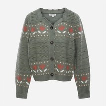 써스데이아일랜드(정상) 자카드 믹스 스퀘어넥 가디건 (T226MCD142W)