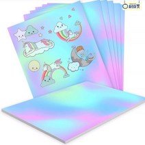 홀로그램 A4 용지 인쇄 프린터 출력 블링블링 반짝이 화려한 도무송 장식물 안내문 스티커 다꾸 탑꾸 푼꾸 꾸미기 이름표 명찰 랩핑 유리 장식 거울 아이방 유치원 카페 어린이집, A 일반