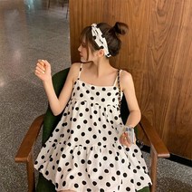 코지 여자 헤어밴드 포함 플레어 라인 도트 나시 블라우스