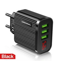 LED 3 디스플레이 USB 충전기 삼성 호환 S20 스마트 고속 휴대 아이폰 11 샤오미 화웨이 EU 미국 플매트 카, 01 Black