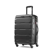 Samsonite 삼소나이트 Omni PC 하드 사이드 확장 가능한 짐과 스피너 휠 체크무늬 중형 24인치 블랙