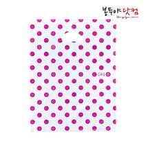 봉투야닷컴 HDPE 40호 (40x49cm) 100장 비닐쇼핑백, 도트-화이트핑크