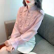 수입보세 가을 패션 스타일 공주풍 프릴 퍼프소매 하객 돌잔치 오피스룩 엄마옷 블라우스